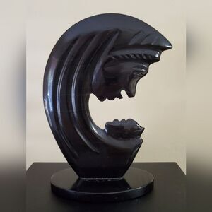 Black Stone Sculpture Madonna Profile from Mexico